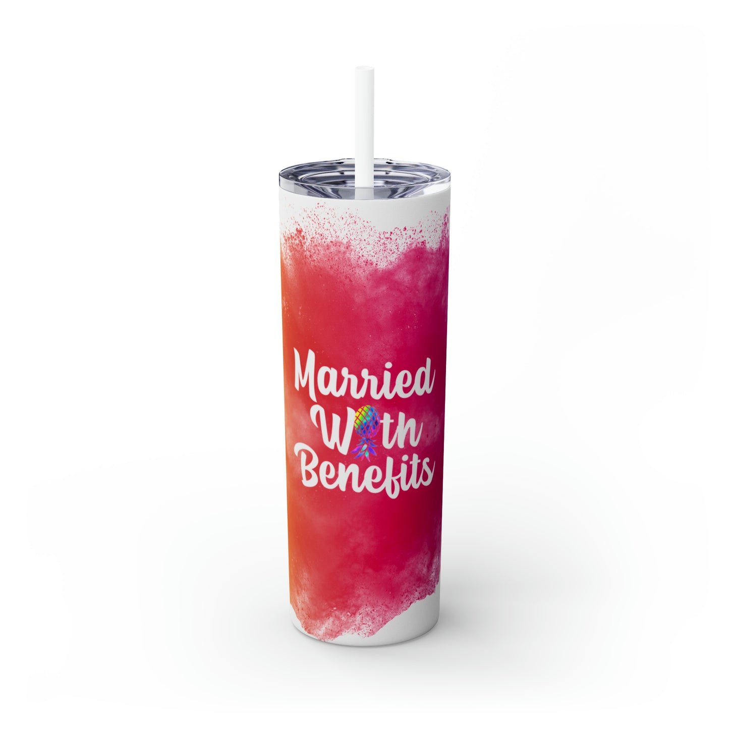 Married With Benifits Skinny Tumbler with Straw, 20oz