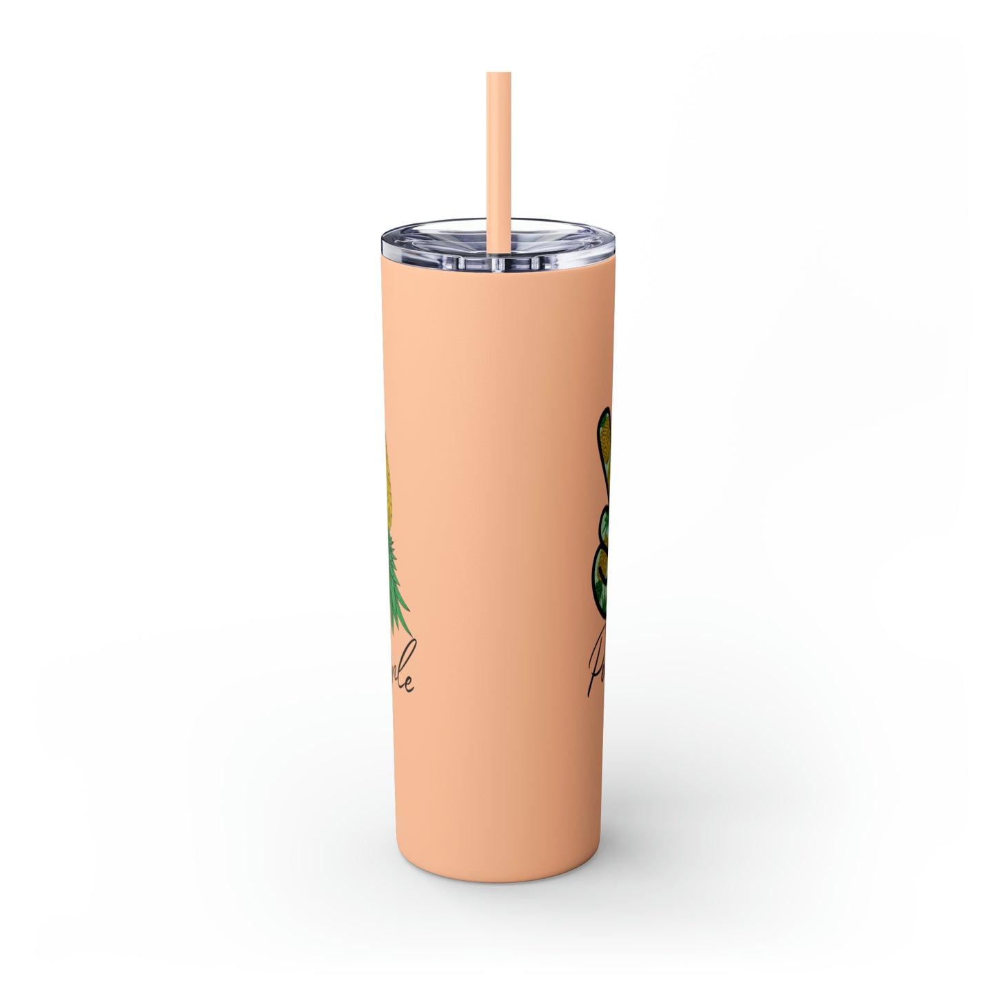 Peace, Love & Pineapple Skinny Tumbler with Straw, 20oz