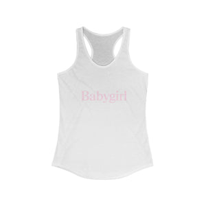 Babygirl Women's Ideal Racerback Tank with Baby Pink Letters