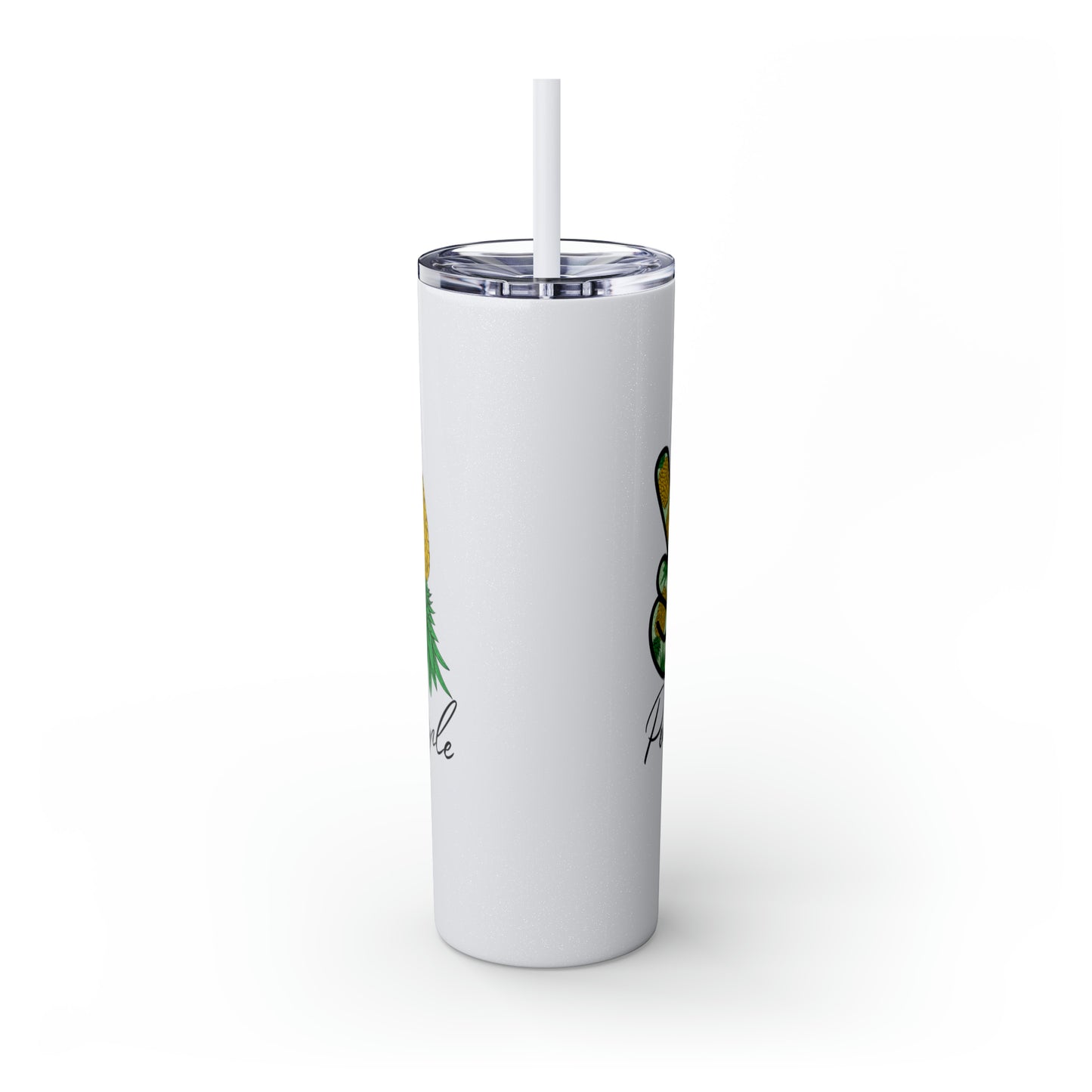 Peace, Love & Pineapple Skinny Tumbler with Straw, 20oz