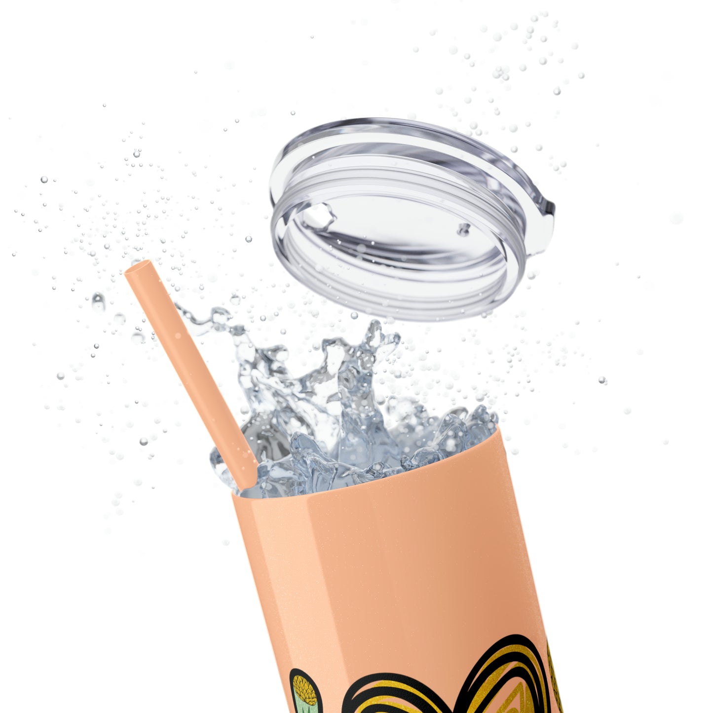 Peace, Love & Pineapple Skinny Tumbler with Straw, 20oz