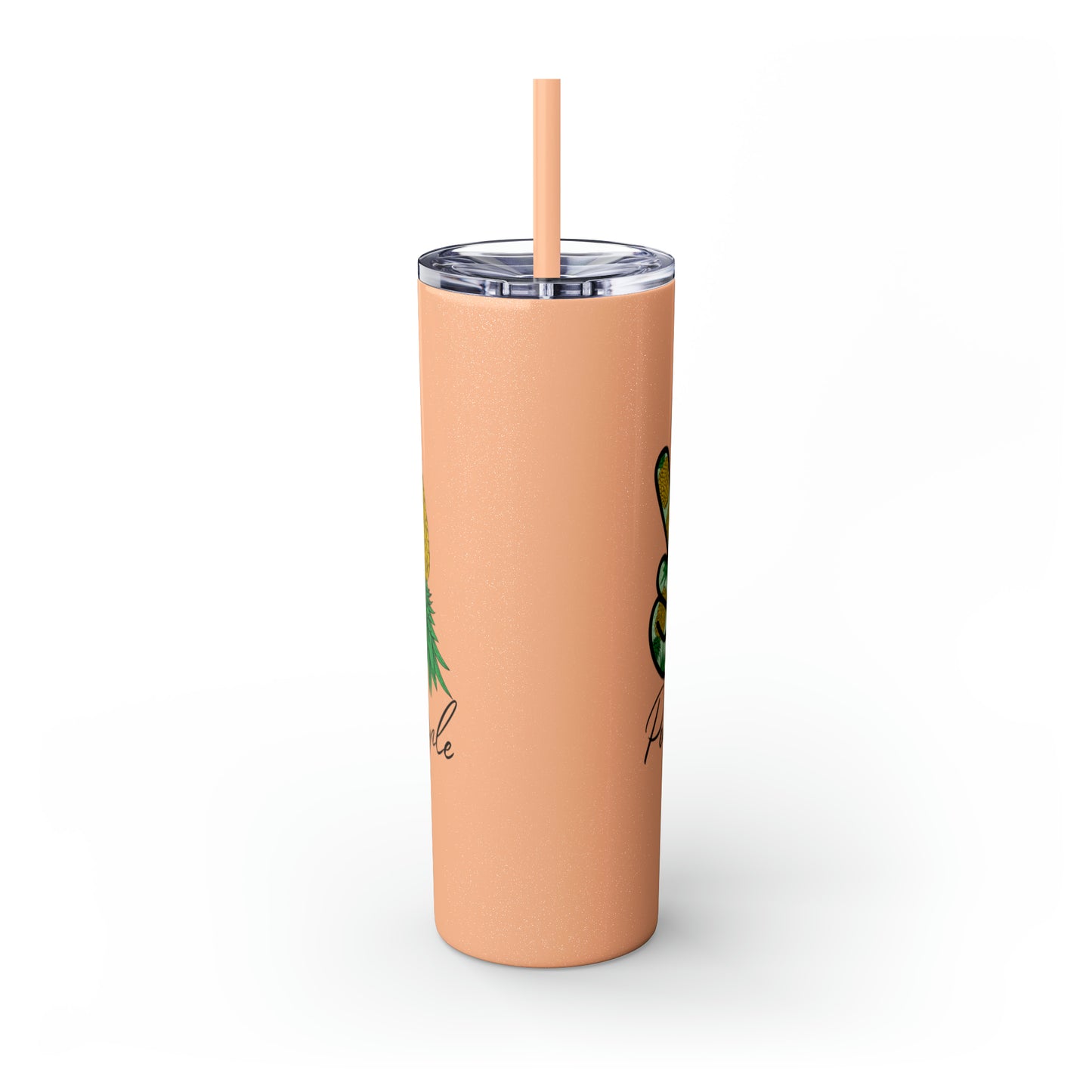 Peace, Love & Pineapple Skinny Tumbler with Straw, 20oz