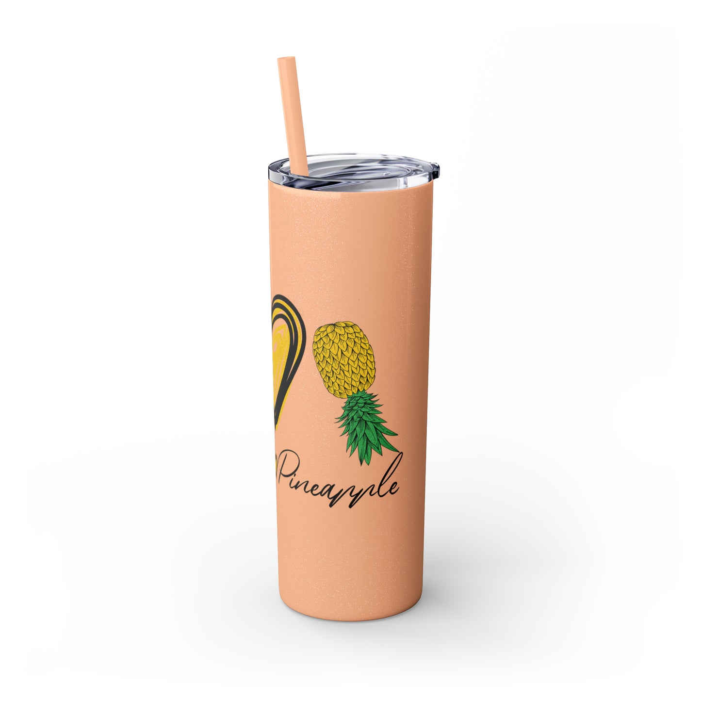 Peace, Love & Pineapple Skinny Tumbler with Straw, 20oz