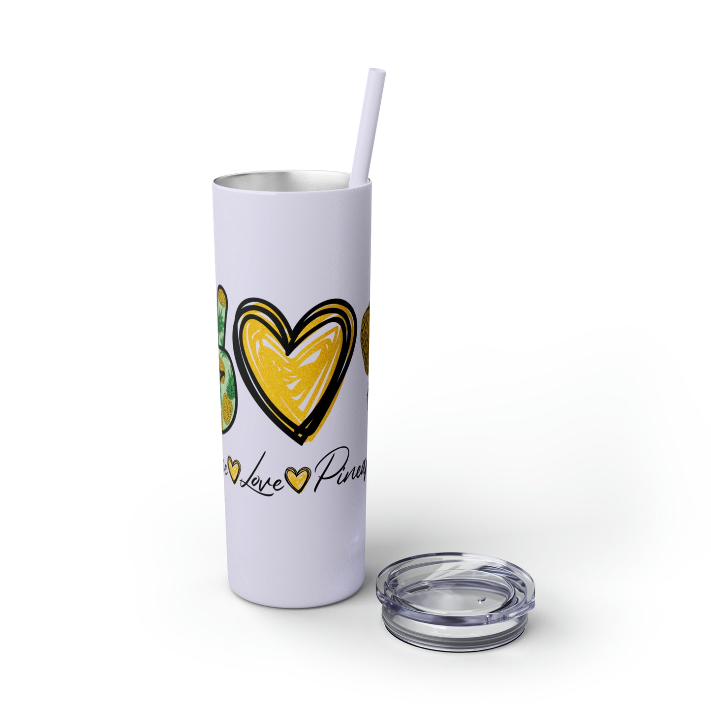 Peace, Love & Pineapple Skinny Tumbler with Straw, 20oz