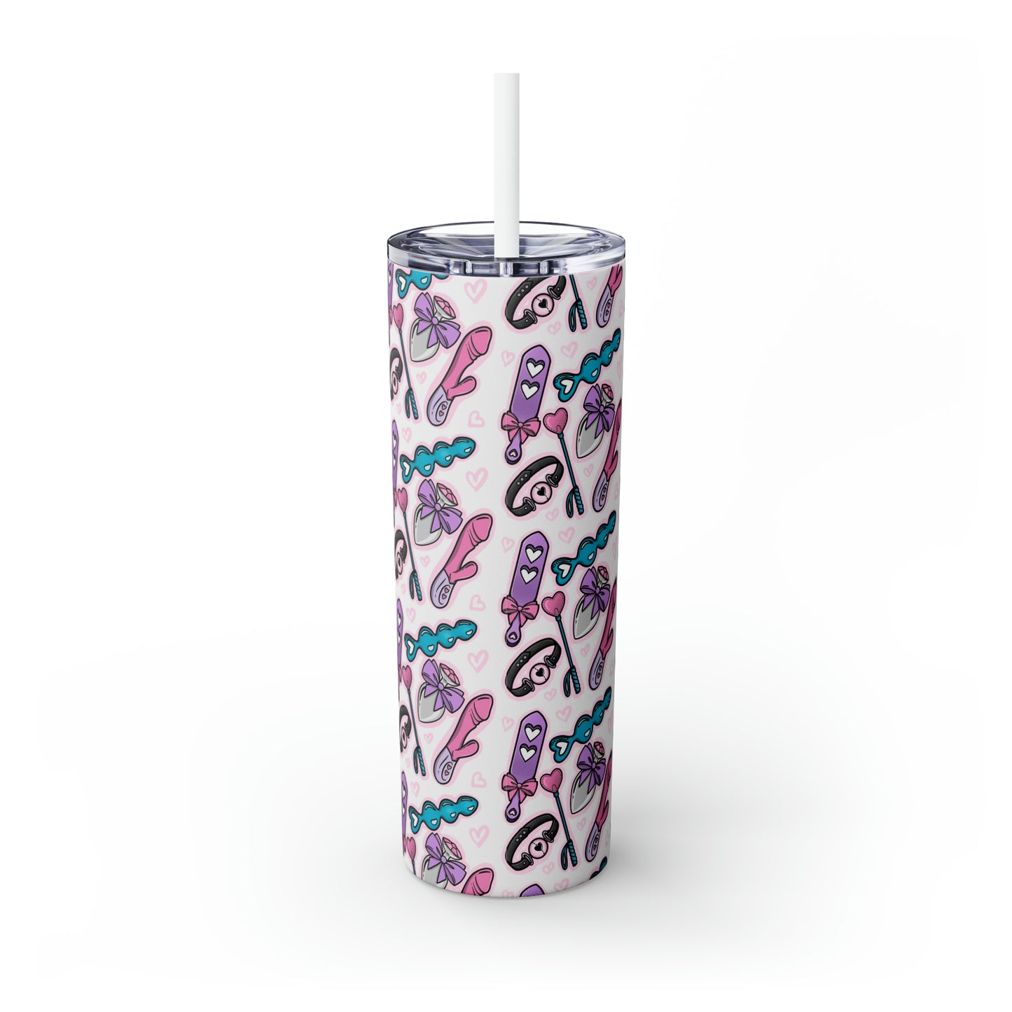 Pleasure Kink Skinny Tumbler with Straw, 20oz