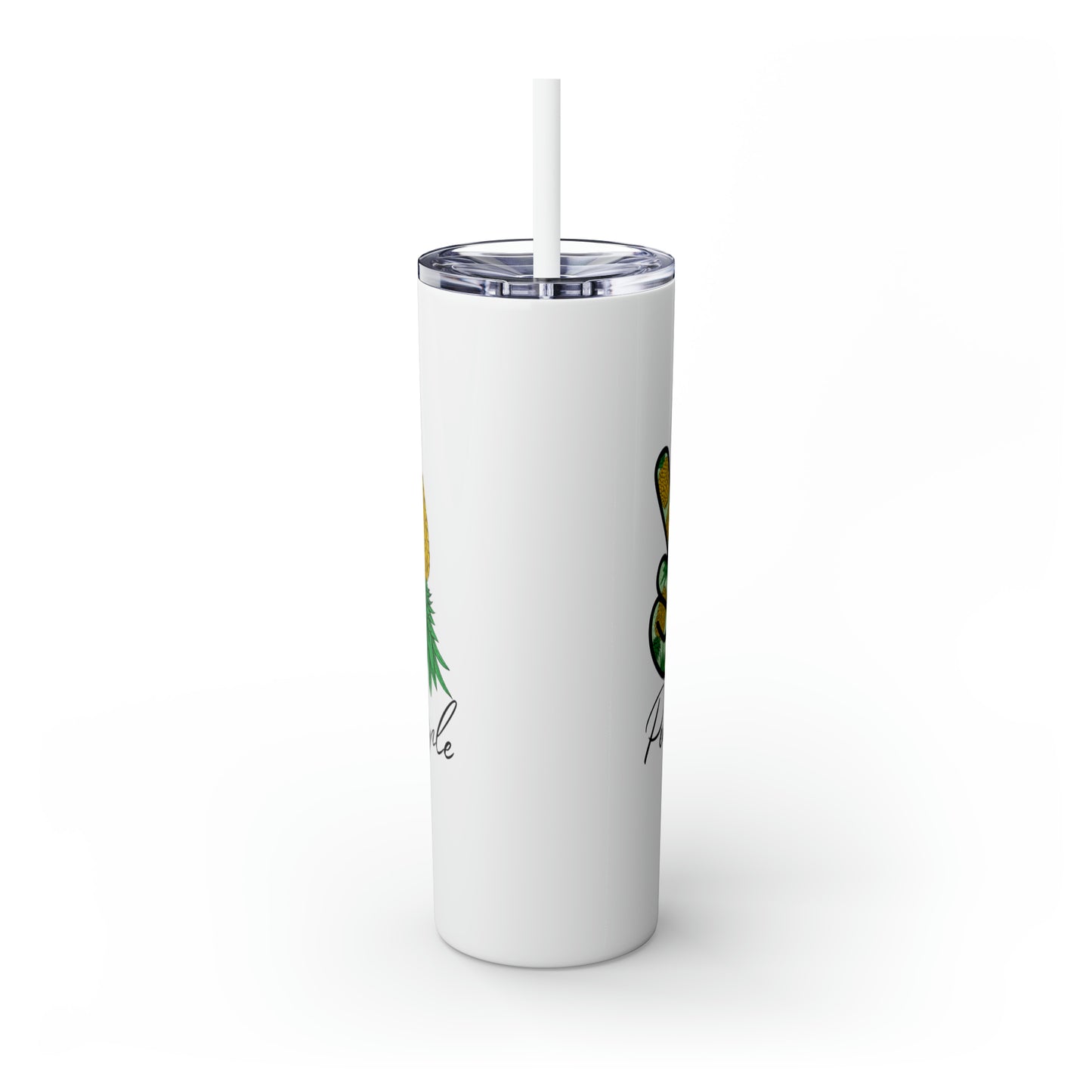 Peace, Love & Pineapple Skinny Tumbler with Straw, 20oz