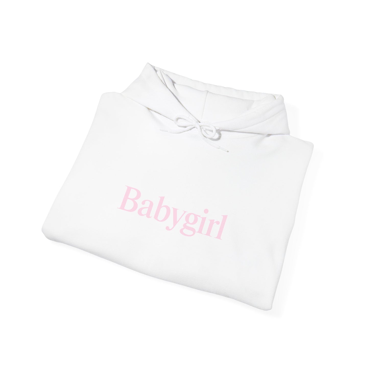 Babygirl Unisex Heavy Blend Hoodie Sweatshirt with Baby Pink Letters