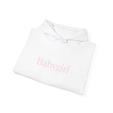 Carica l&#39;immagine nel visualizzatore di Gallery, Babygirl Unisex Heavy Blend Hooded Sweatshirt with Baby Pink Letters
