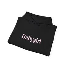 Carica l&#39;immagine nel visualizzatore di Gallery, Babygirl Unisex Heavy Blend Hooded Sweatshirt with Baby Pink Letters
