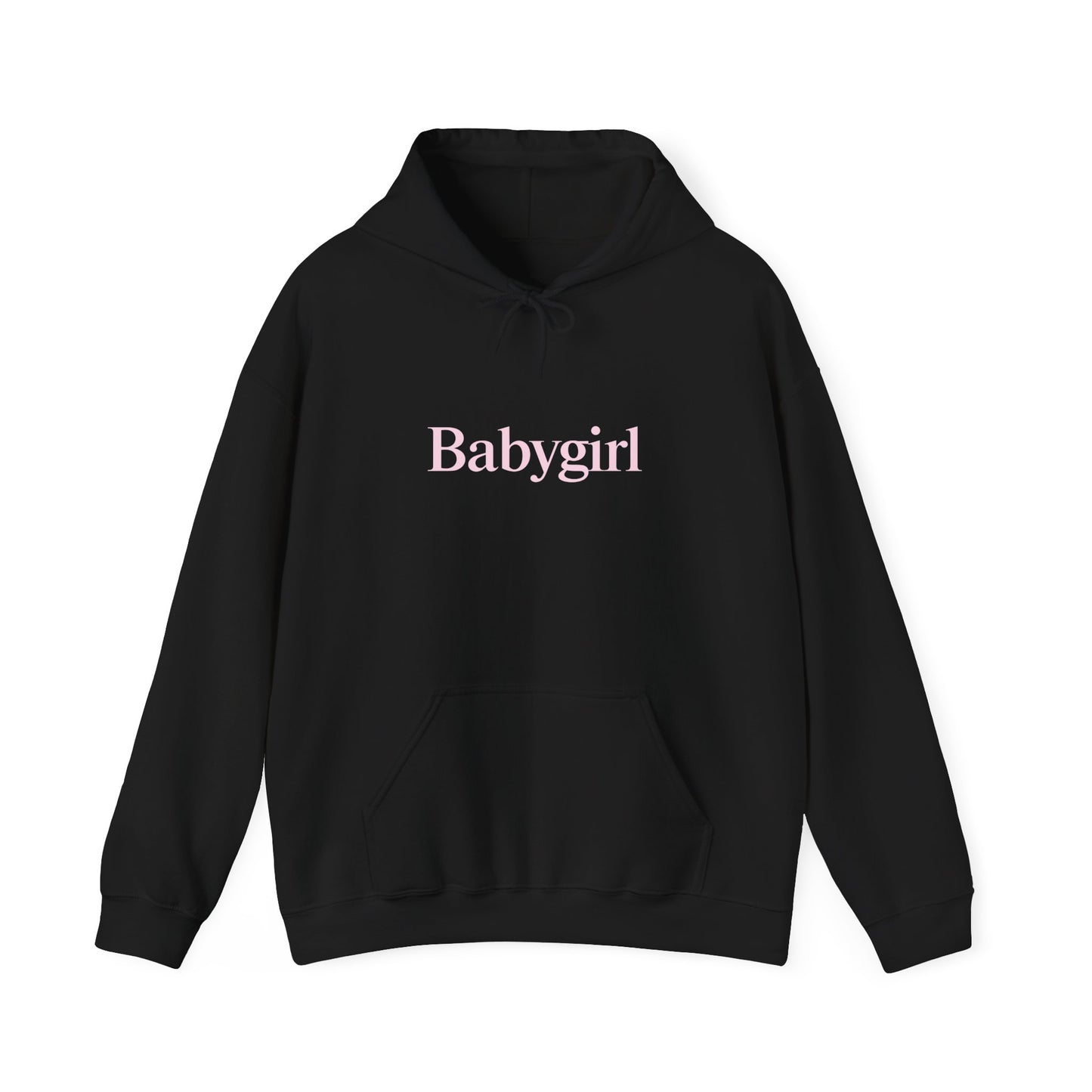 Babygirl Unisex Heavy Blend Hoodie Sweatshirt with Baby Pink Letters