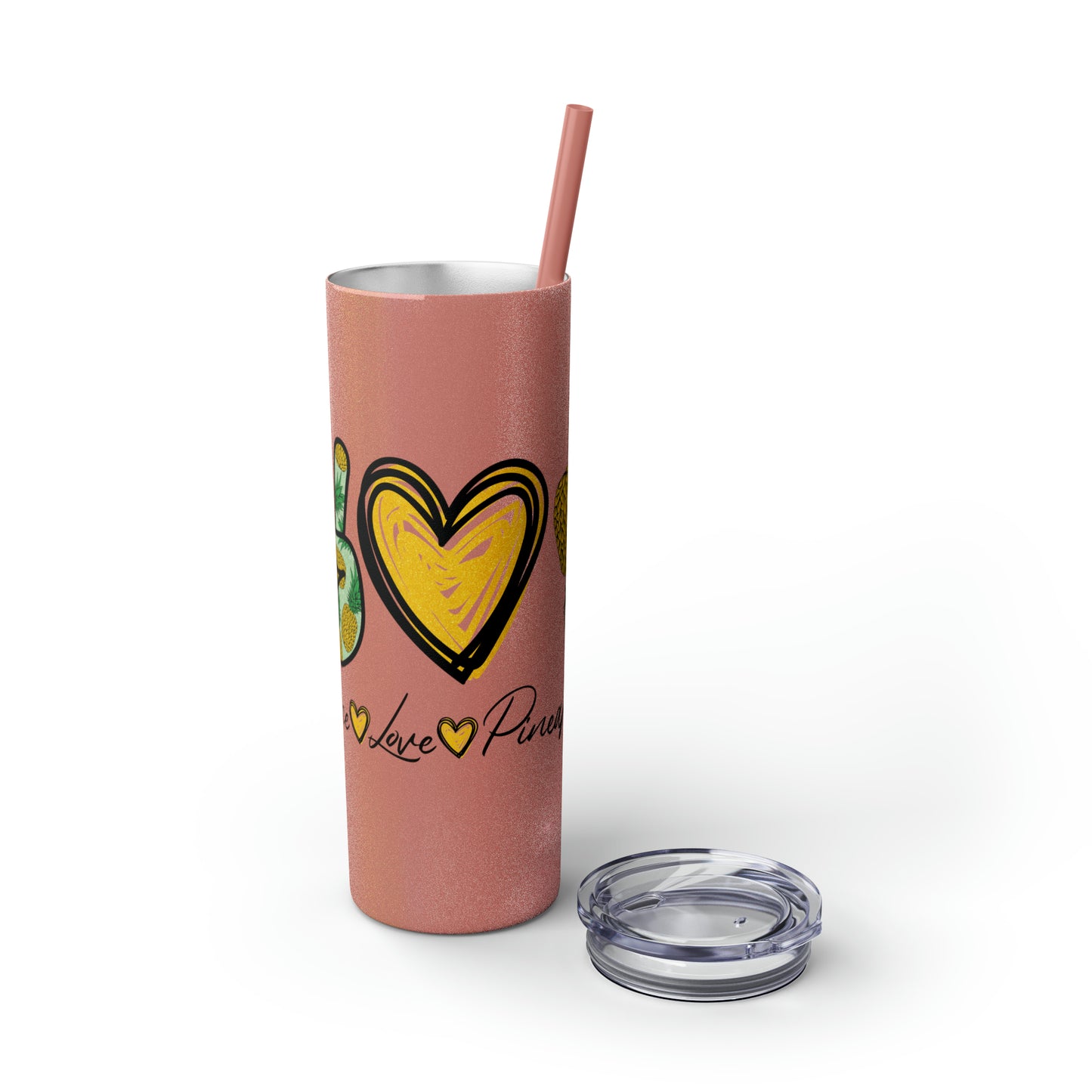 Peace, Love & Pineapple Skinny Tumbler with Straw, 20oz