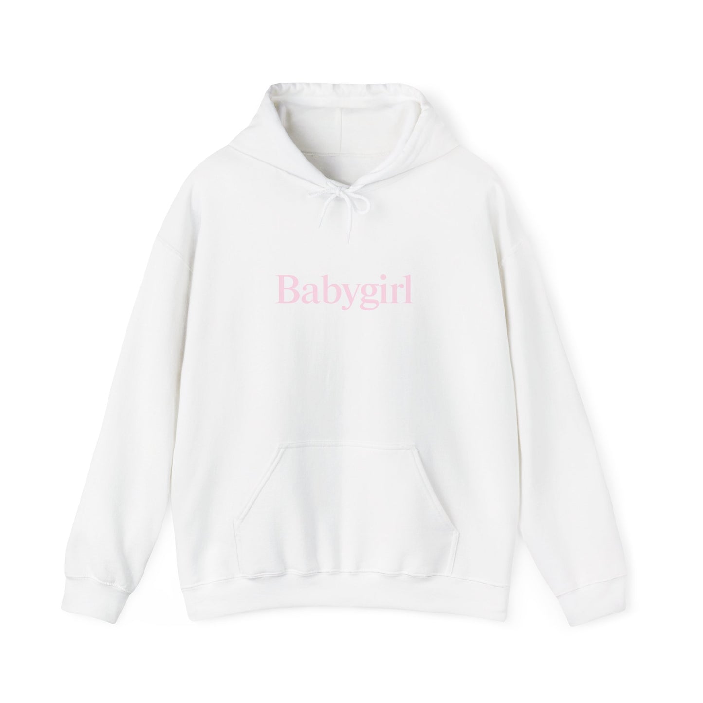 Babygirl Unisex Heavy Blend Hoodie Sweatshirt with Baby Pink Letters