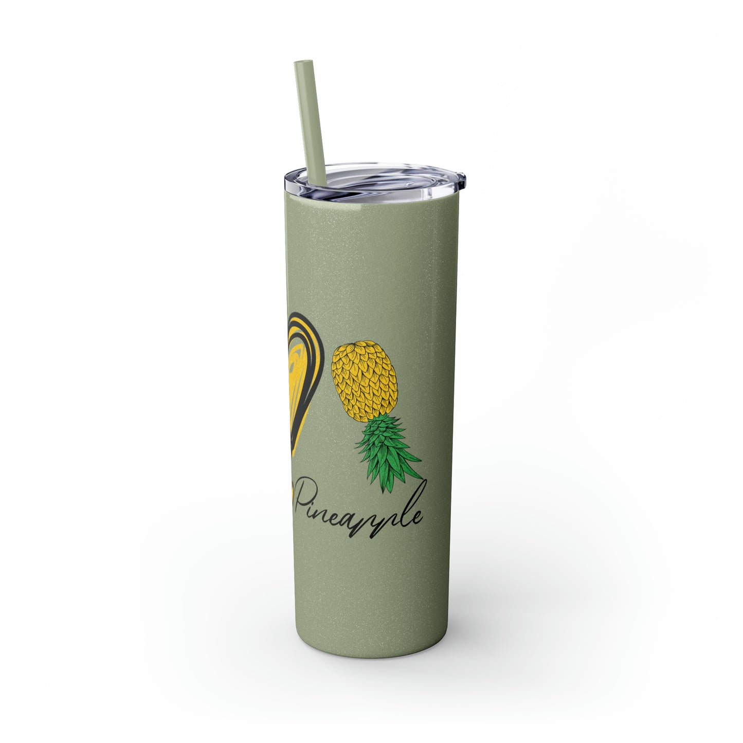 Peace, Love & Pineapple Skinny Tumbler with Straw, 20oz