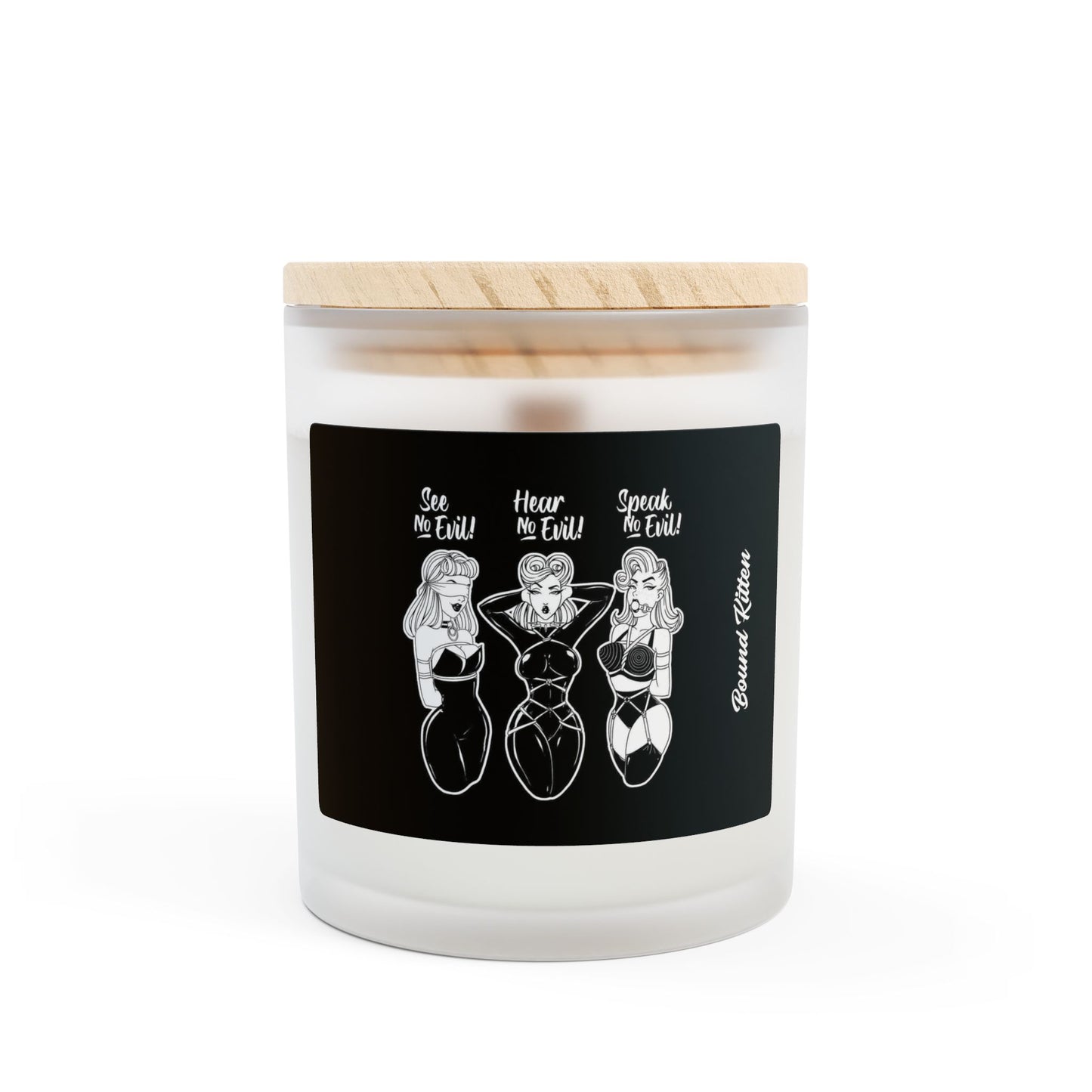 BDSM See No Evil, Hear No Evil, Speak No Evil Frosted Glass Candle, 11oz