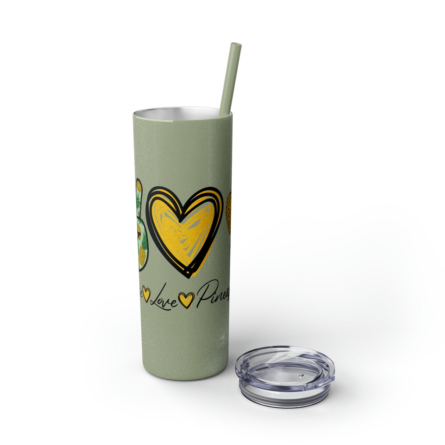 Peace, Love & Pineapple Skinny Tumbler with Straw, 20oz