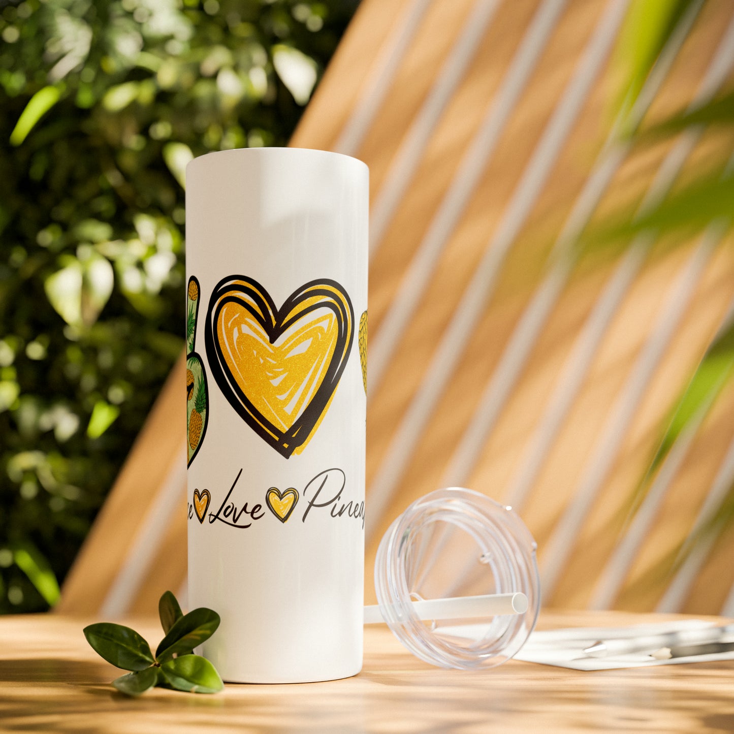 Peace, Love & Pineapple Skinny Tumbler with Straw, 20oz