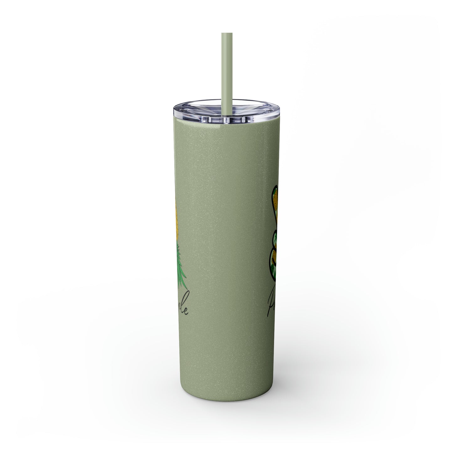 Peace, Love & Pineapple Skinny Tumbler with Straw, 20oz