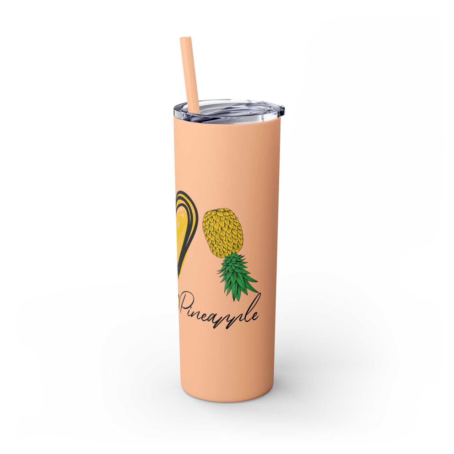 Peace, Love & Pineapple Skinny Tumbler with Straw, 20oz