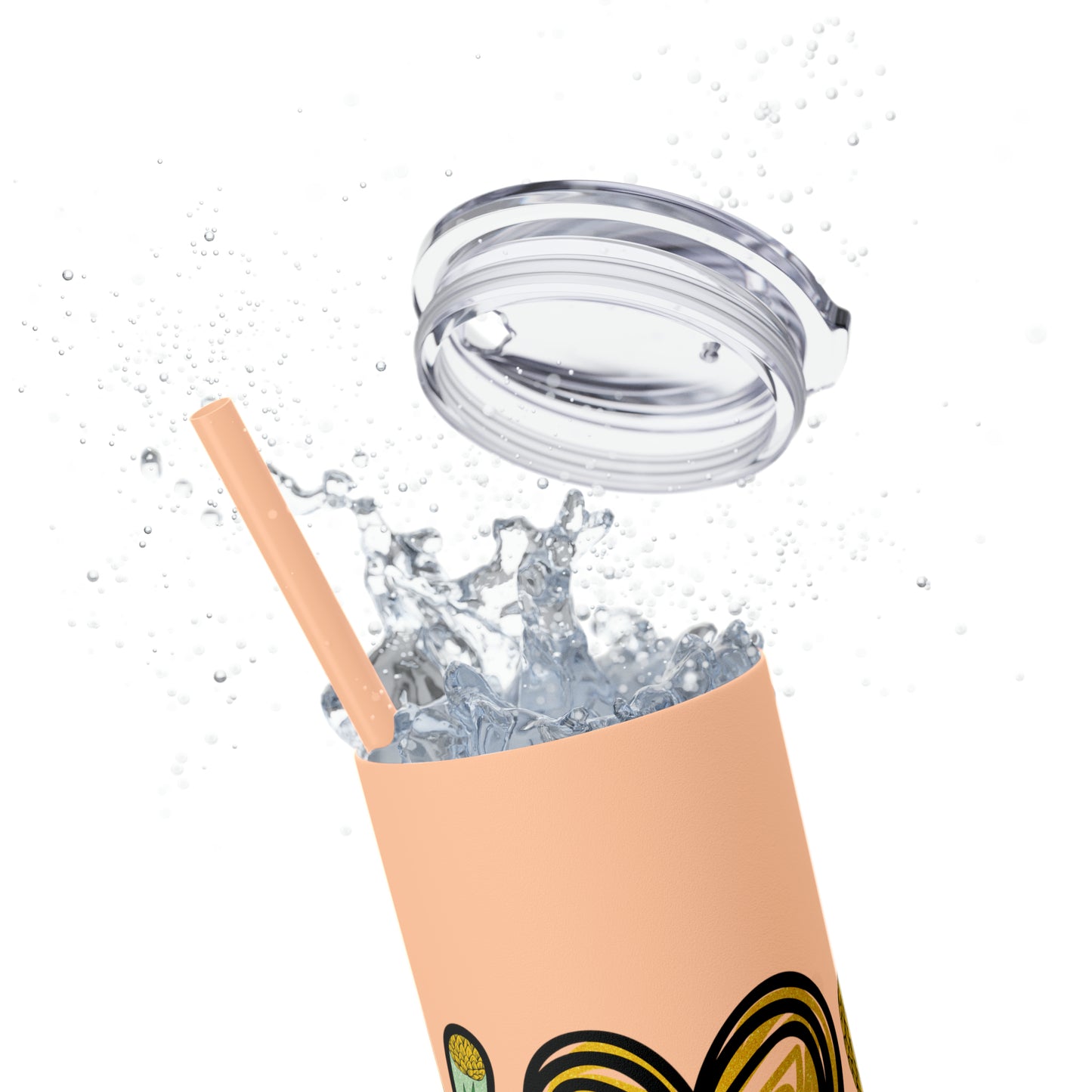 Peace, Love & Pineapple Skinny Tumbler with Straw, 20oz