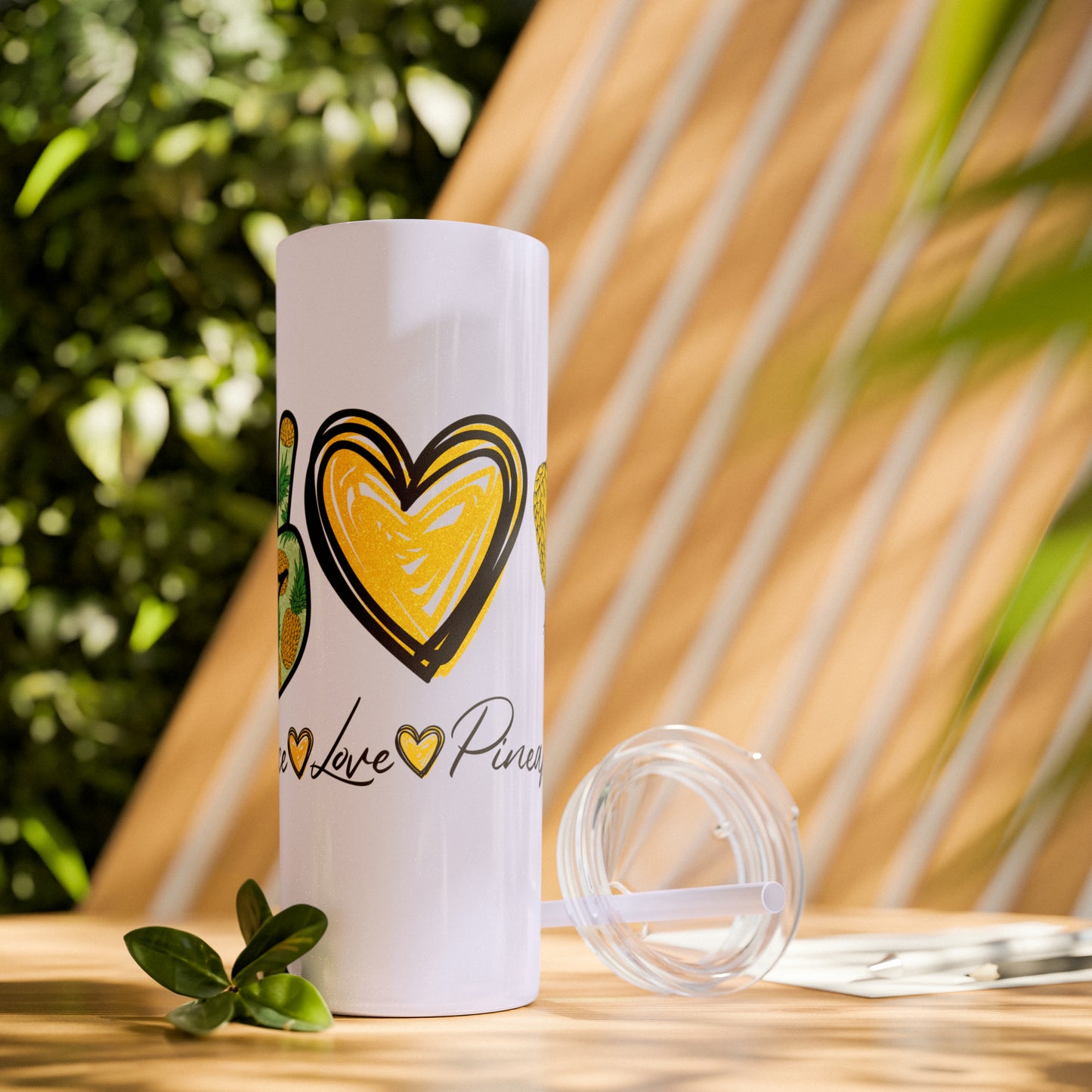 Peace, Love & Pineapple Skinny Tumbler with Straw, 20oz