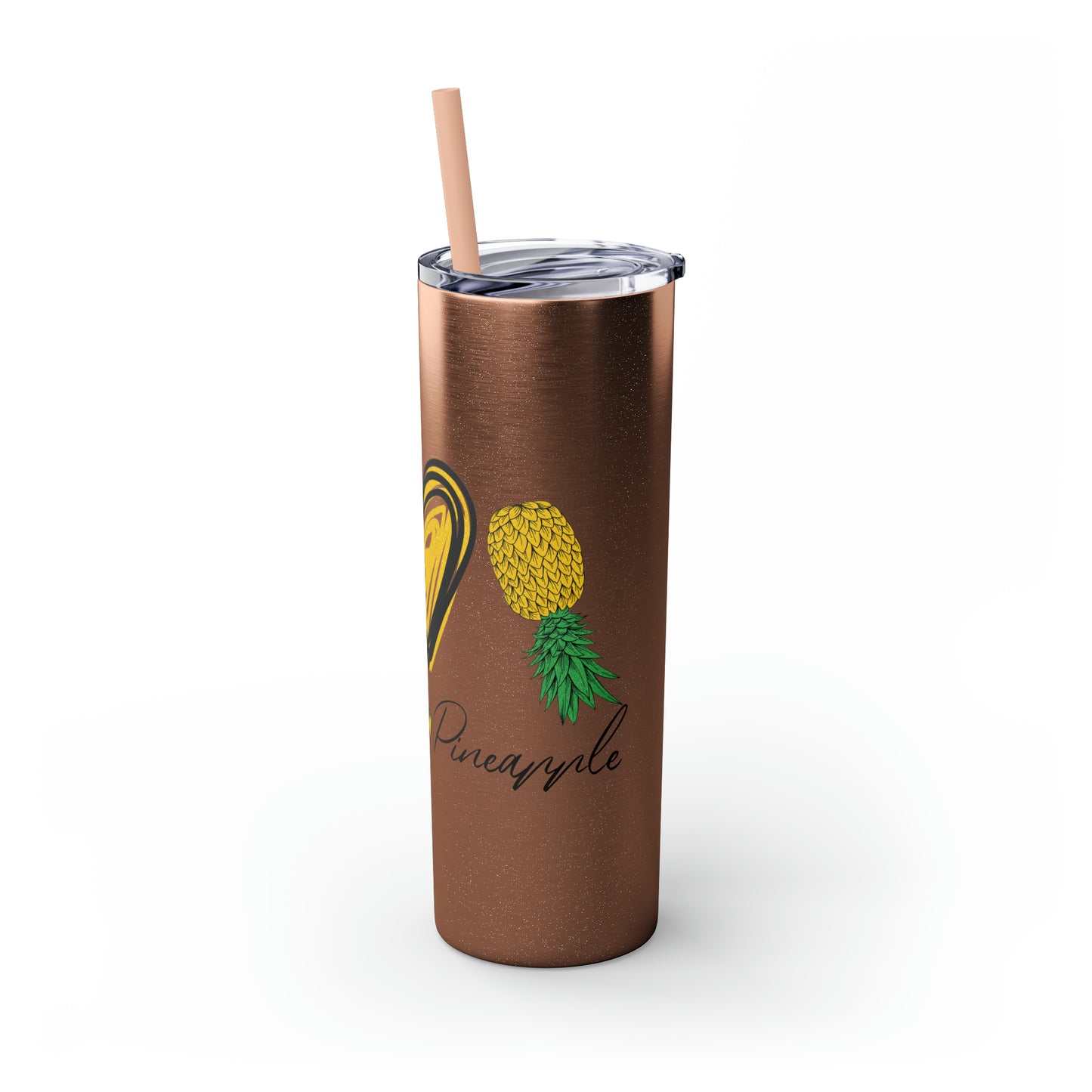 Peace, Love & Pineapple Skinny Tumbler with Straw, 20oz