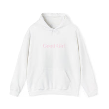 Charger l&#39;image dans la galerie, Good Girl Unisex Heavy Blend Hoodie Sweatshirt with Baby Pink Letters
