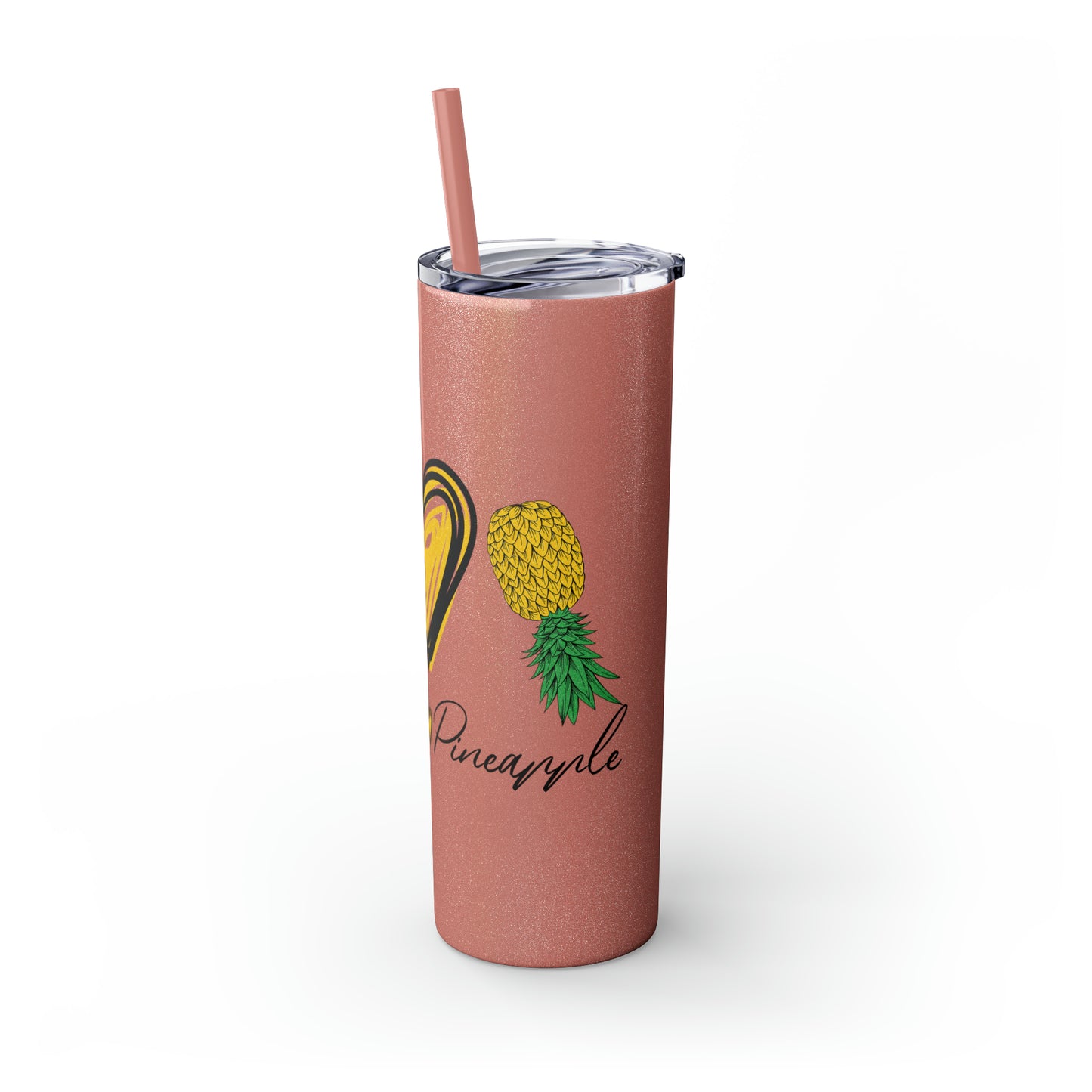 Peace, Love & Pineapple Skinny Tumbler with Straw, 20oz