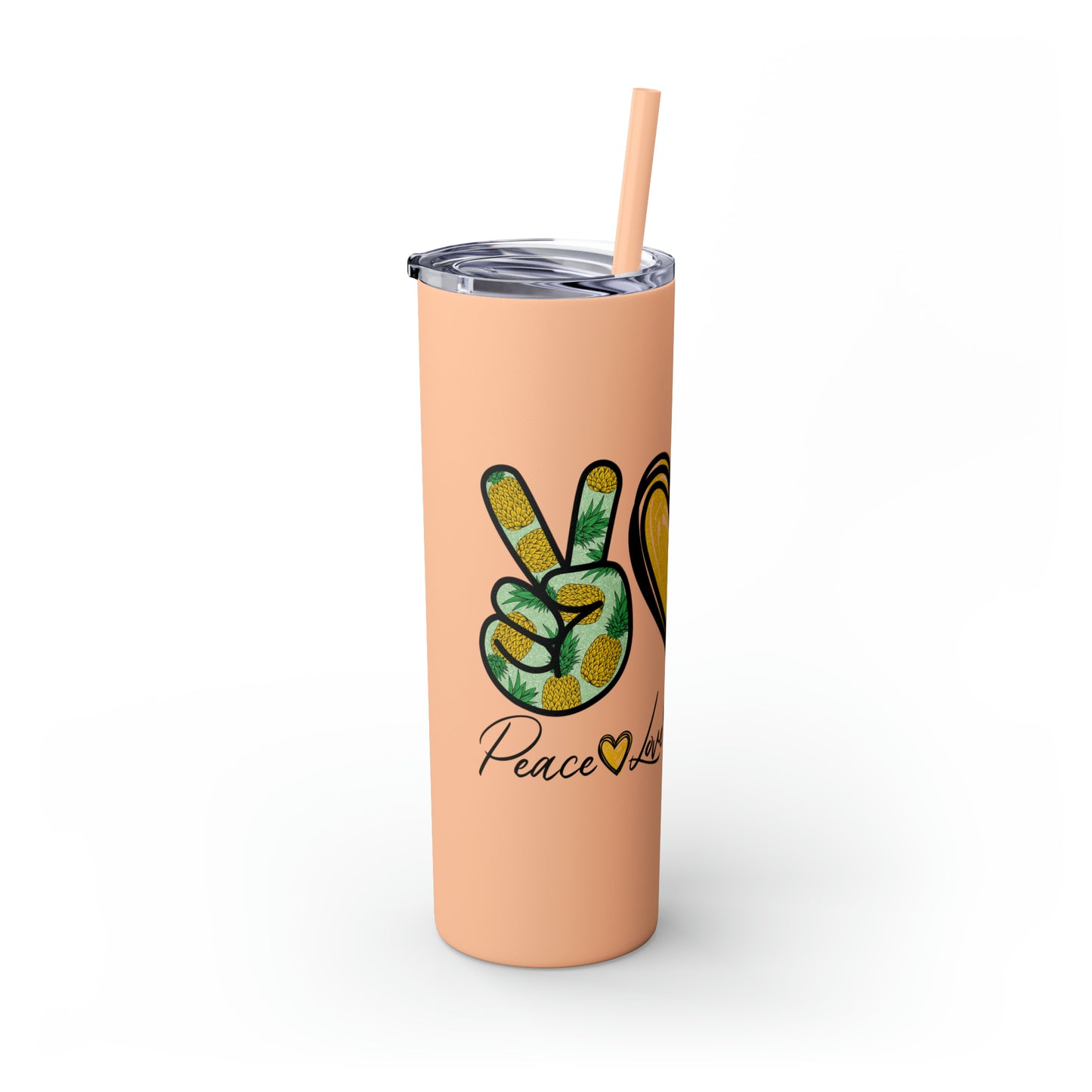 Peace, Love & Pineapple Skinny Tumbler with Straw, 20oz