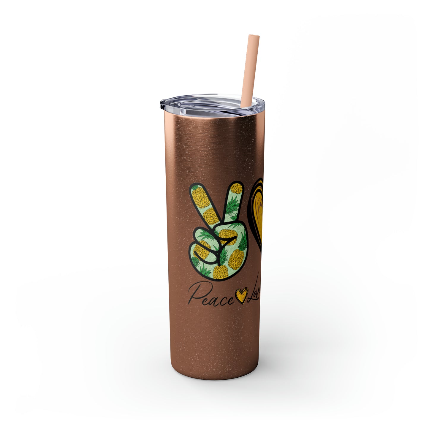 Peace, Love & Pineapple Skinny Tumbler with Straw, 20oz