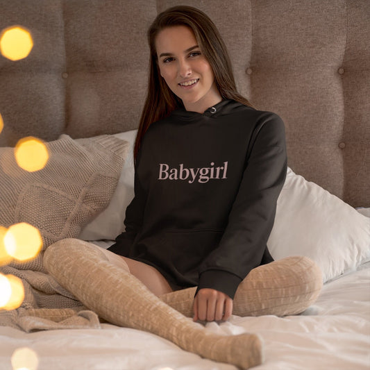 Babygirl Unisex Heavy Blend Hoodie Sweatshirt with Baby Pink Letters