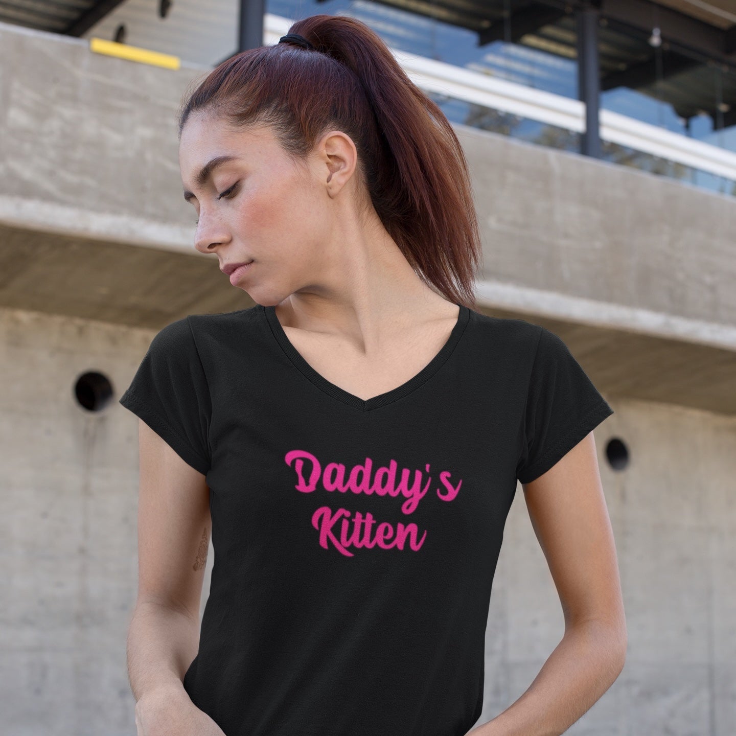 Daddy's Kitten Unisex Jersey Short Sleeve V-Neck Tee