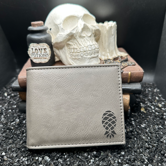 Upside Down Pineapple Gray Billfold Wallet