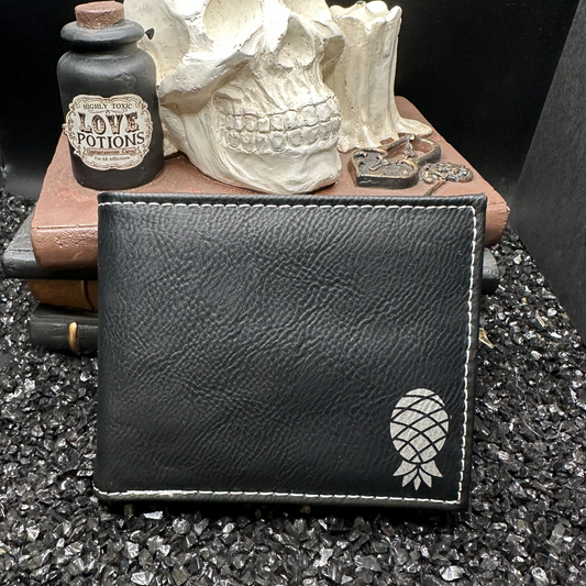 Upside Down Pineapple Black Billfold Wallet