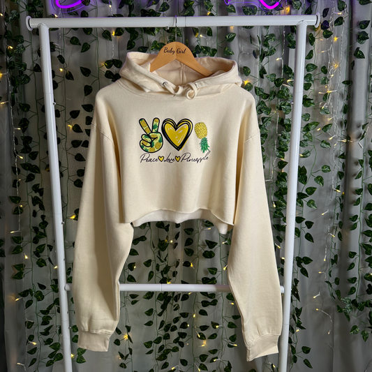 Peace, Love & Pineapple Women's Cropped Hoodies Sweatshirt