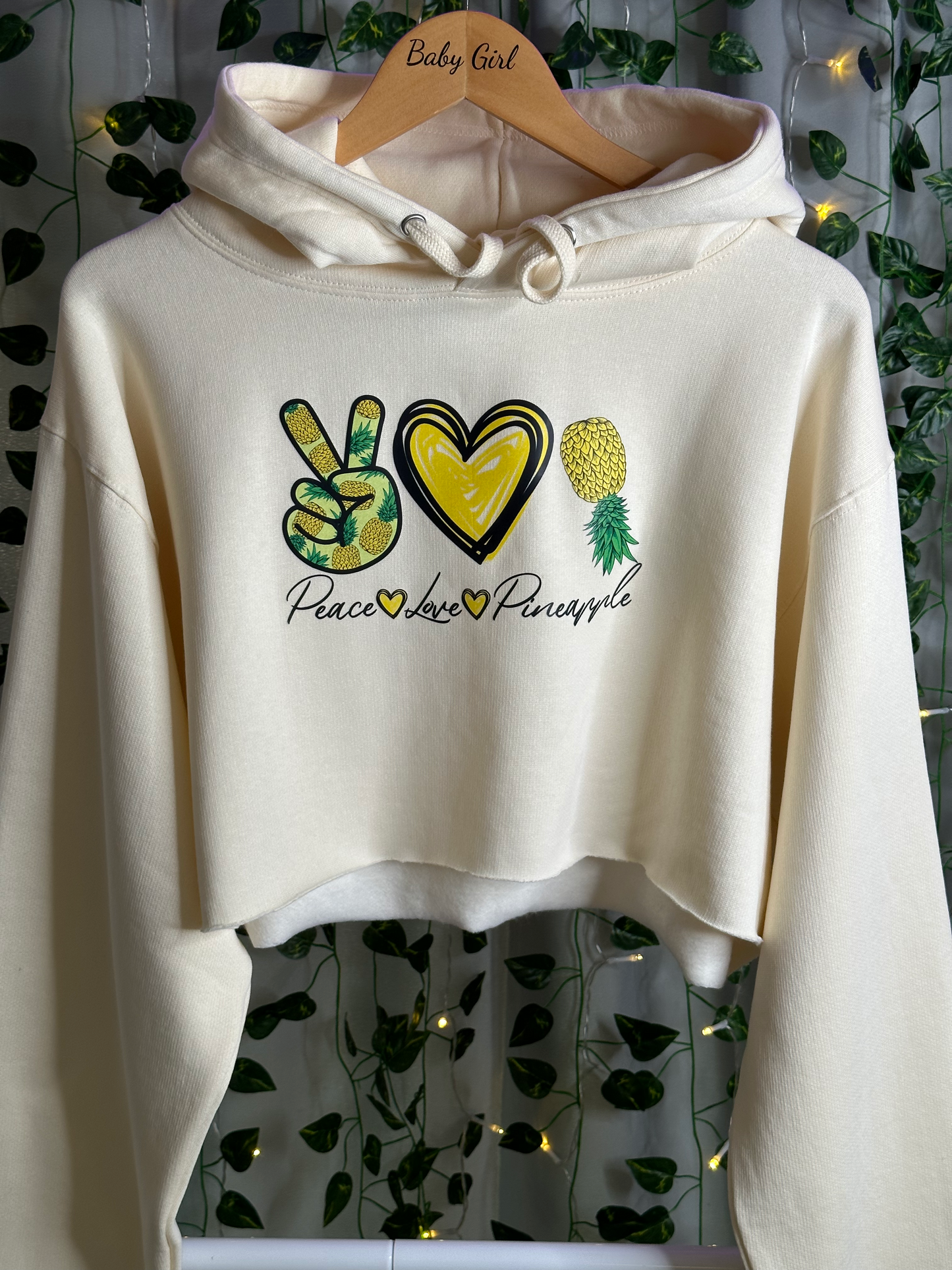 Peace, Love & Pineapple Women's Cropped Hoodies Sweatshirt