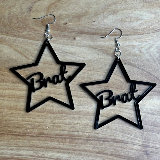 BDSM Brat Earrings, Black Acrylic