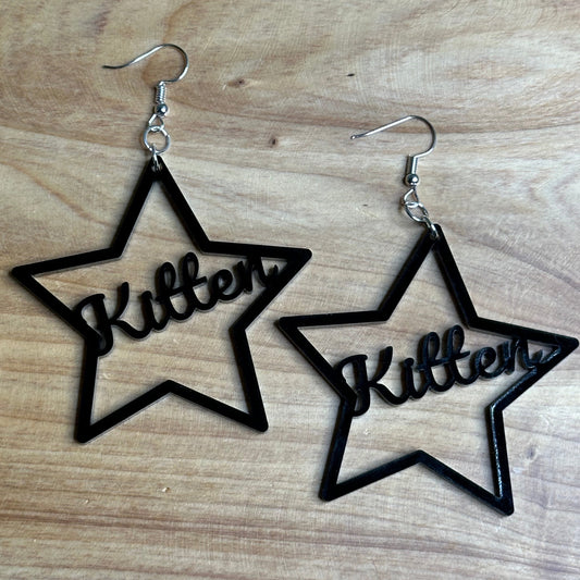 BDSM Kitten Earrings, Black Acrylic