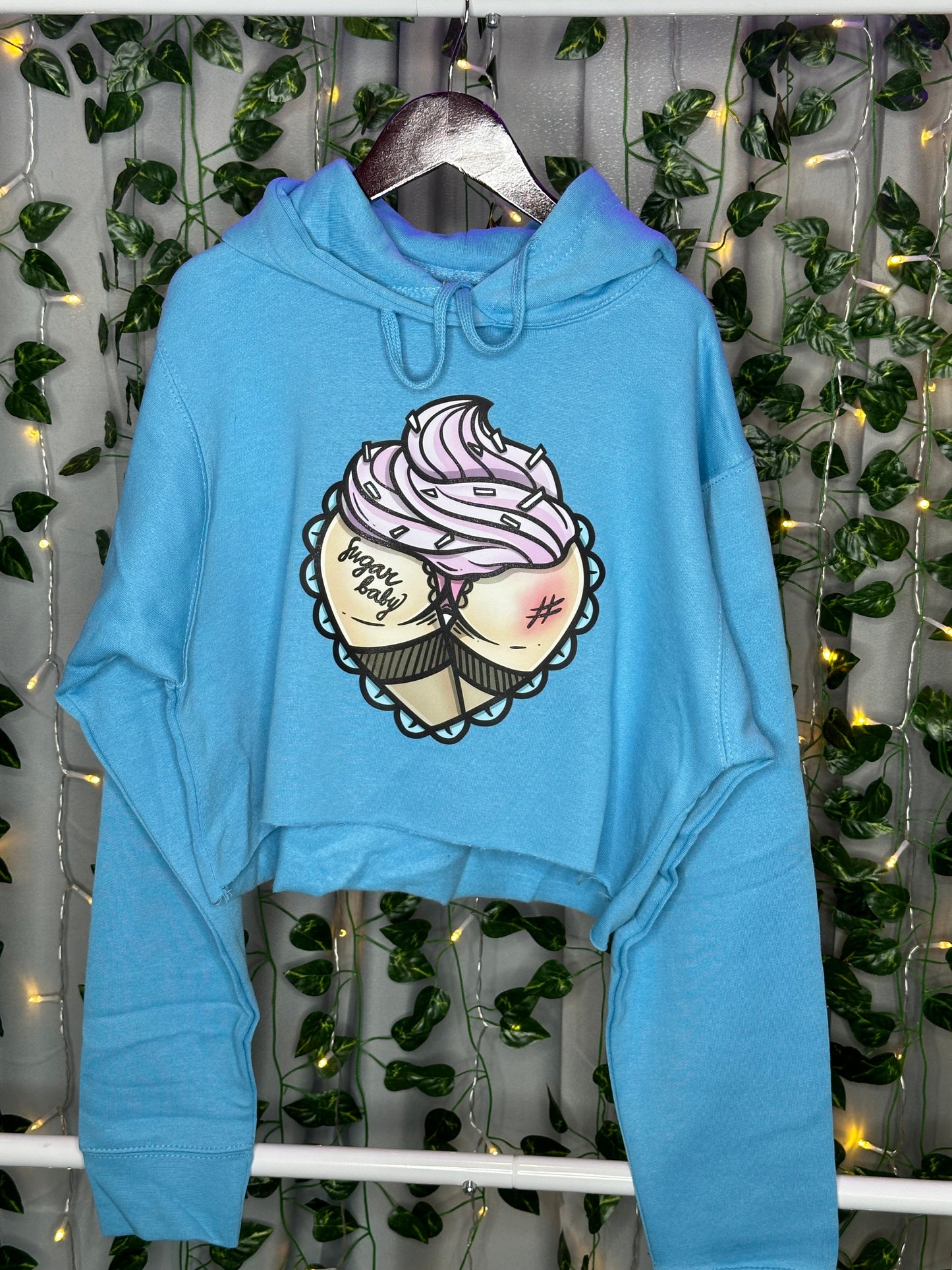 Sugar Baby Sky Blue Crop Hoodie