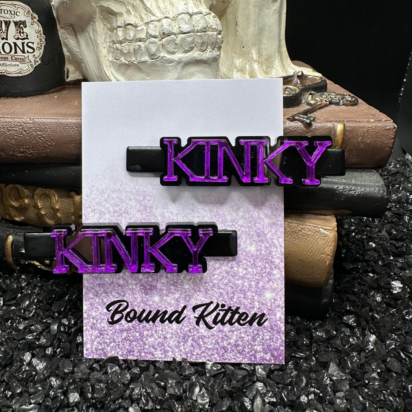 Kinky Purple Mirrored Acrylic Hair Clips