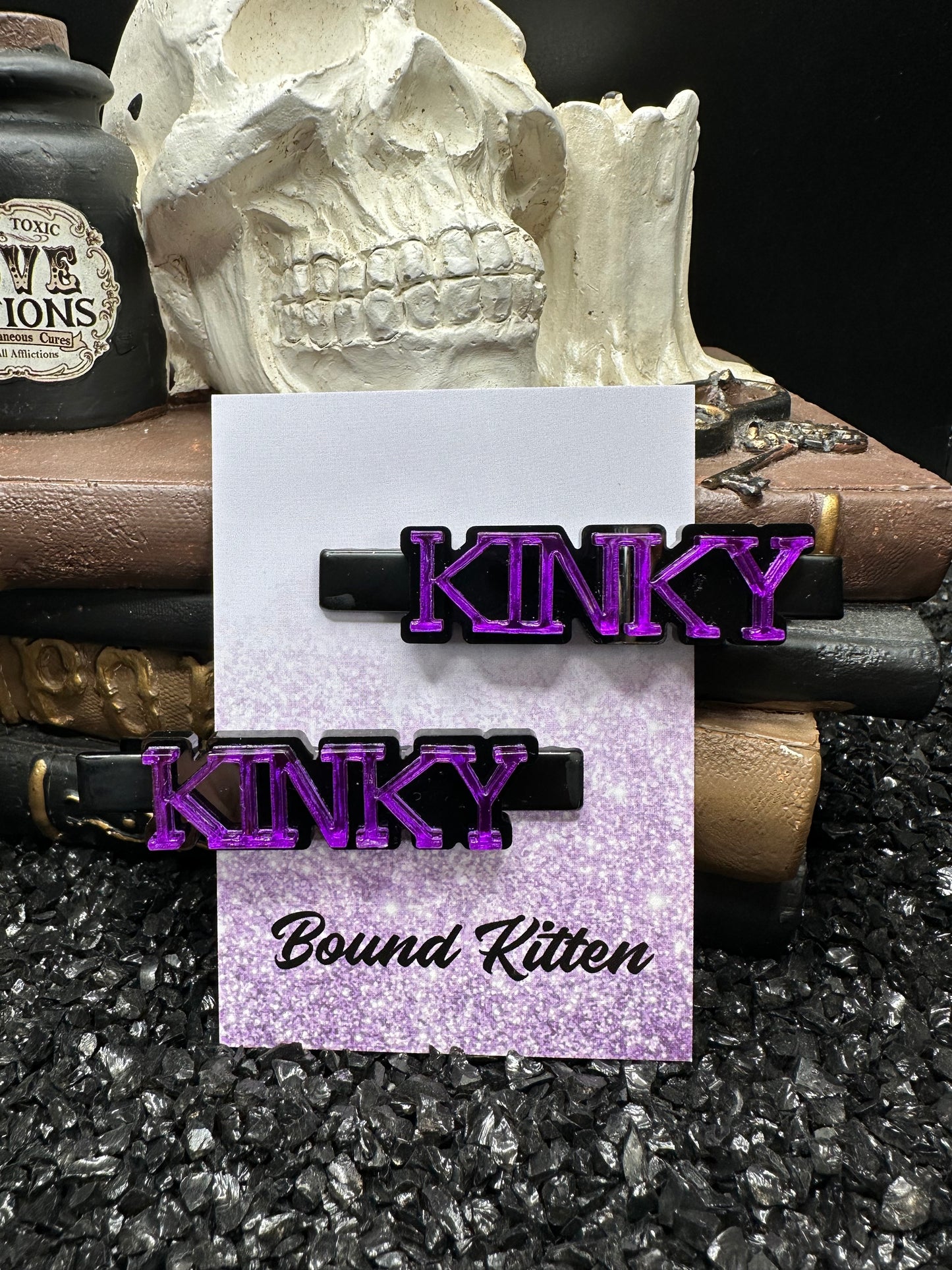 Kinky Purple Mirrored Acrylic Hair Clips