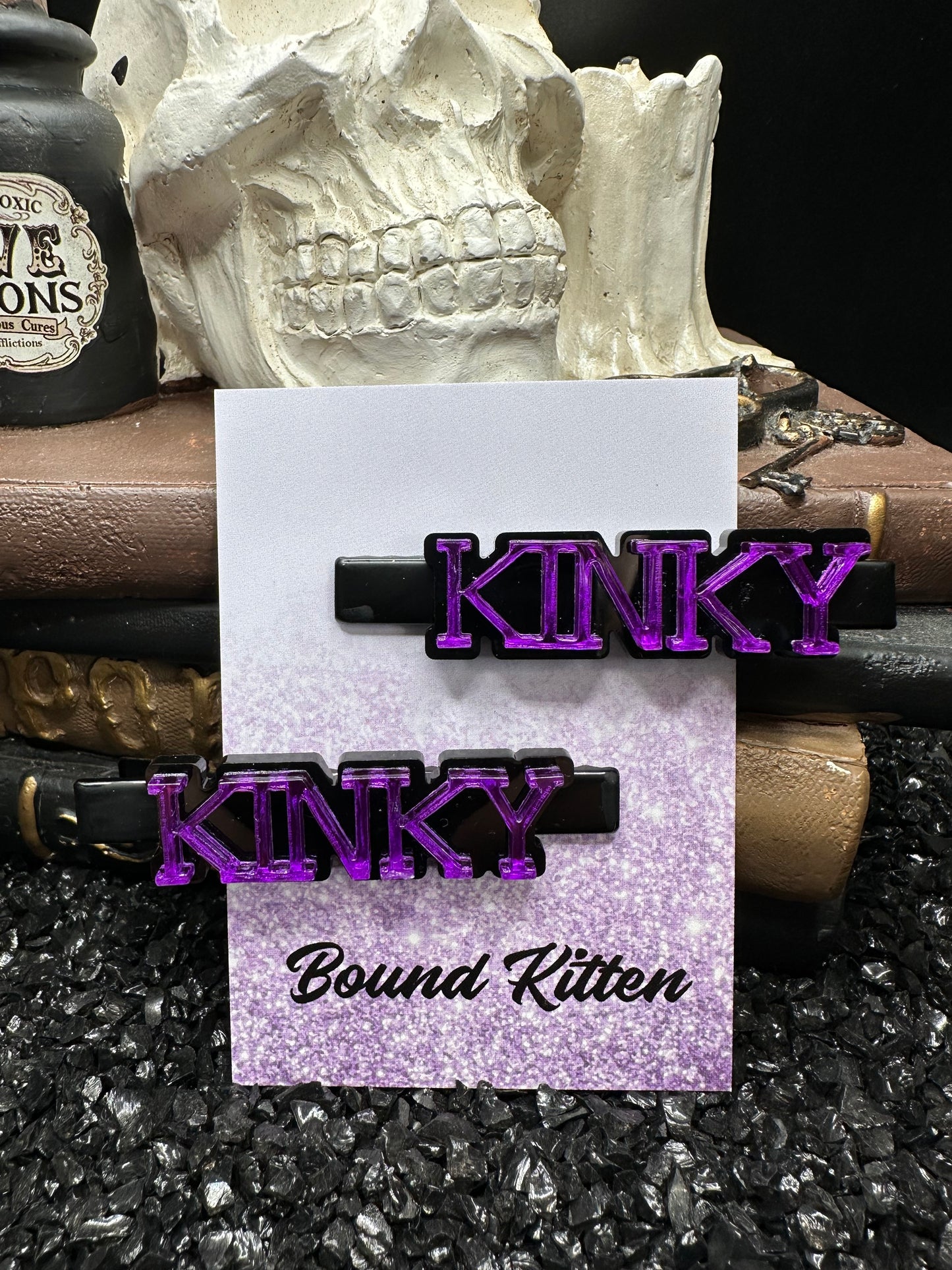 Kinky Purple Mirrored Acrylic Hair Clips