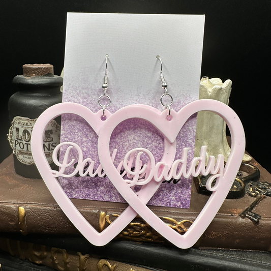 BDSM Daddy Earrings, Baby Pink Acrylic