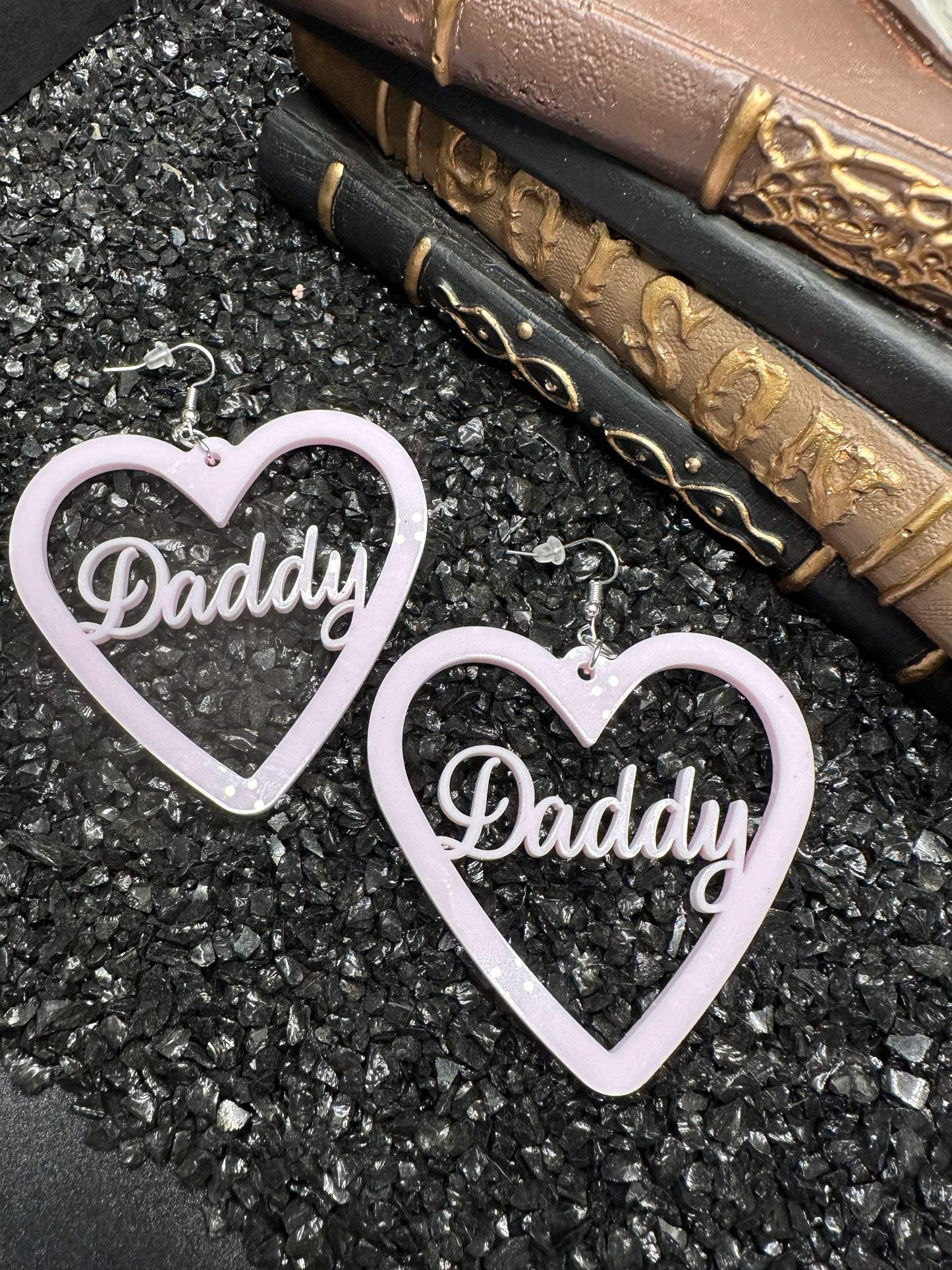 BDSM Daddy Earrings, Baby Pink Acrylic