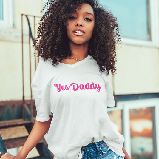 Yes Daddy Unisex Jersey Short Sleeve V-Neck Tee