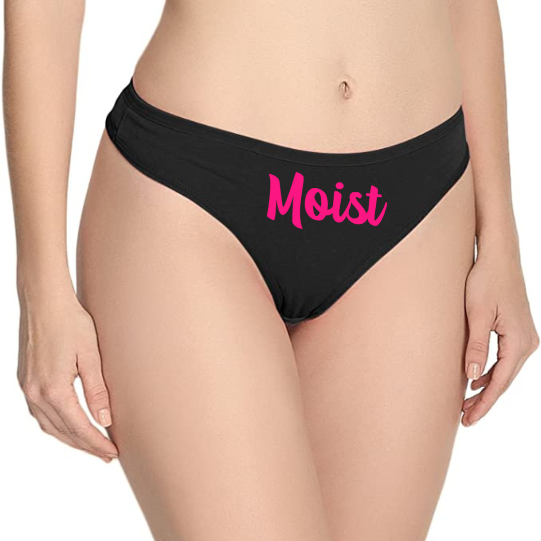 Moist Cotton Thong Panties