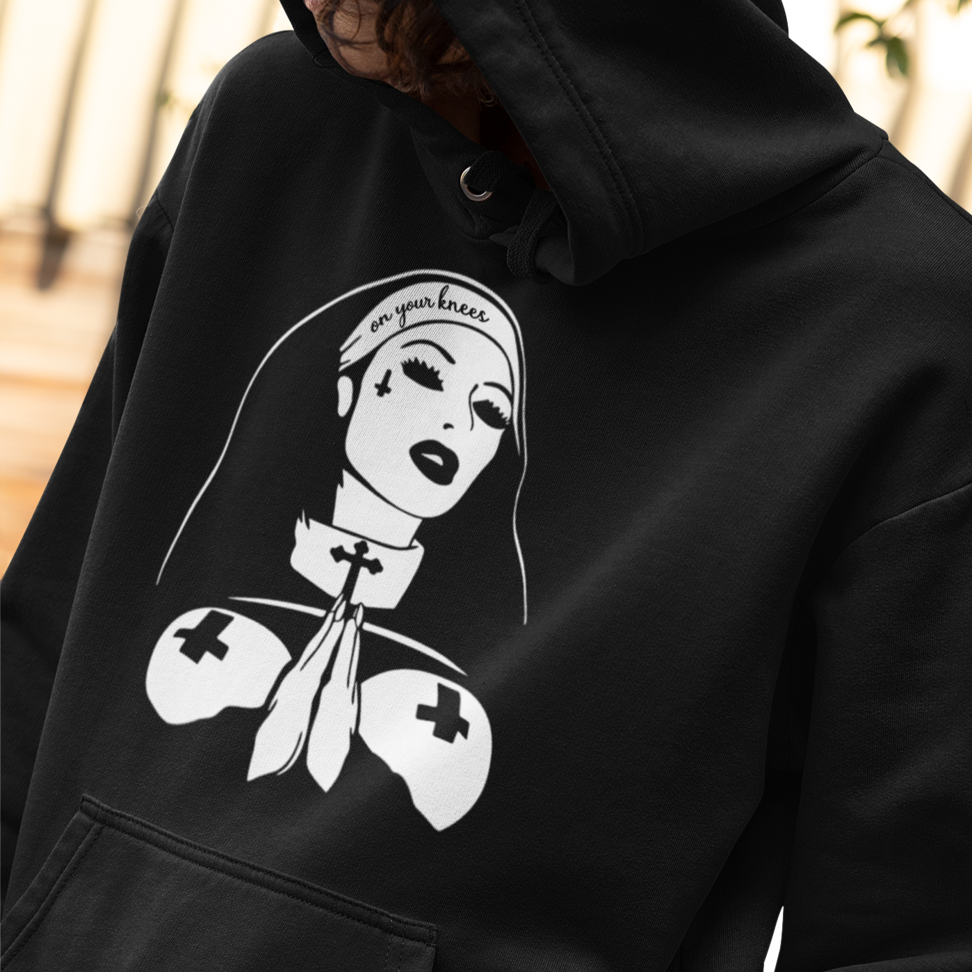 On your knees, Nun Unisex Heavy Blend Hoodie Sweatshirt