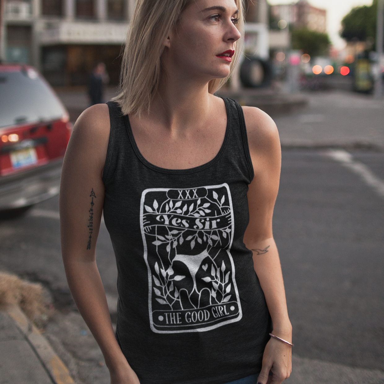 Tarot Card Yes Sir The Good Girl Women's Ideal Racerback Tank