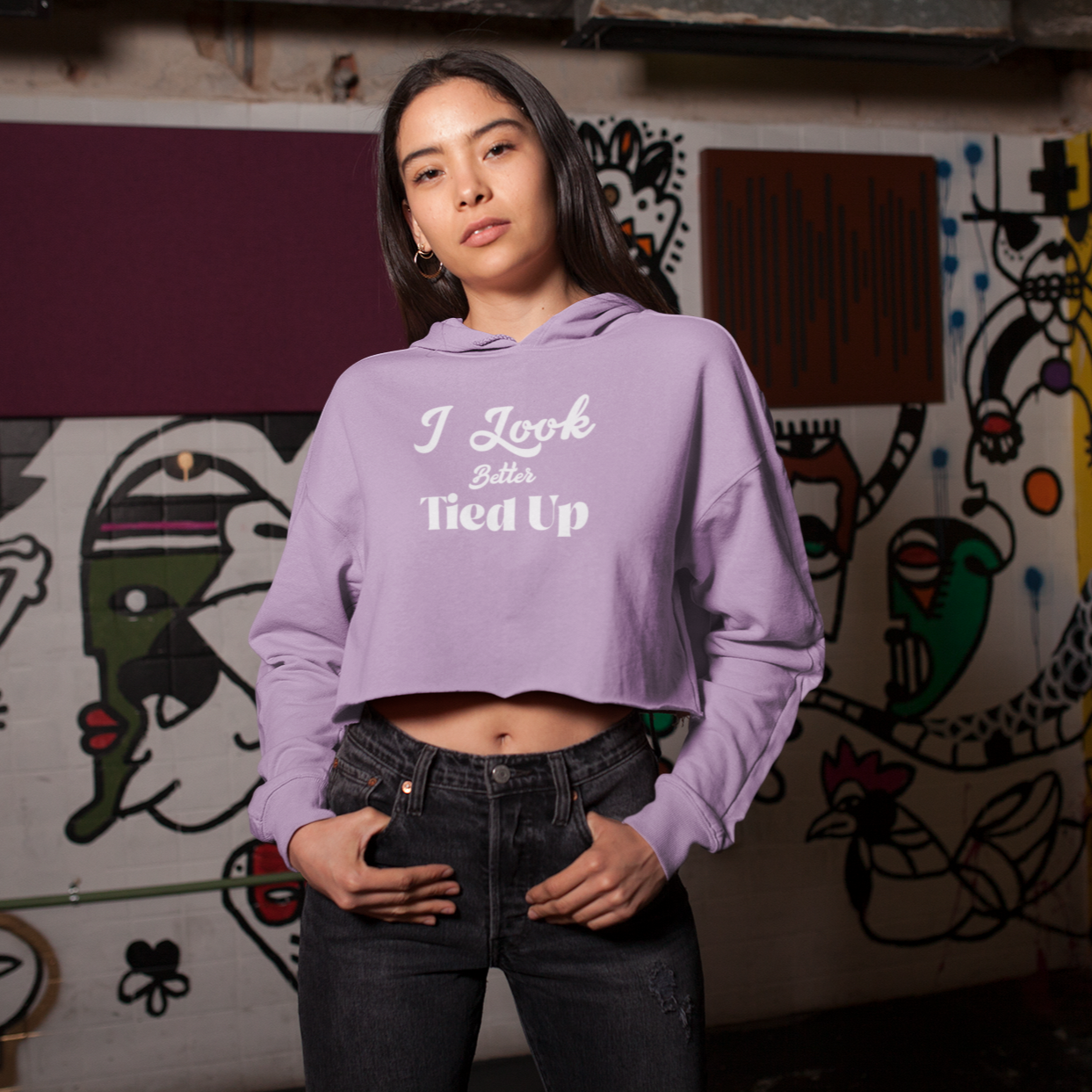 I Look Better Tied Up Women's Cropped Hoodie Sweatshirt