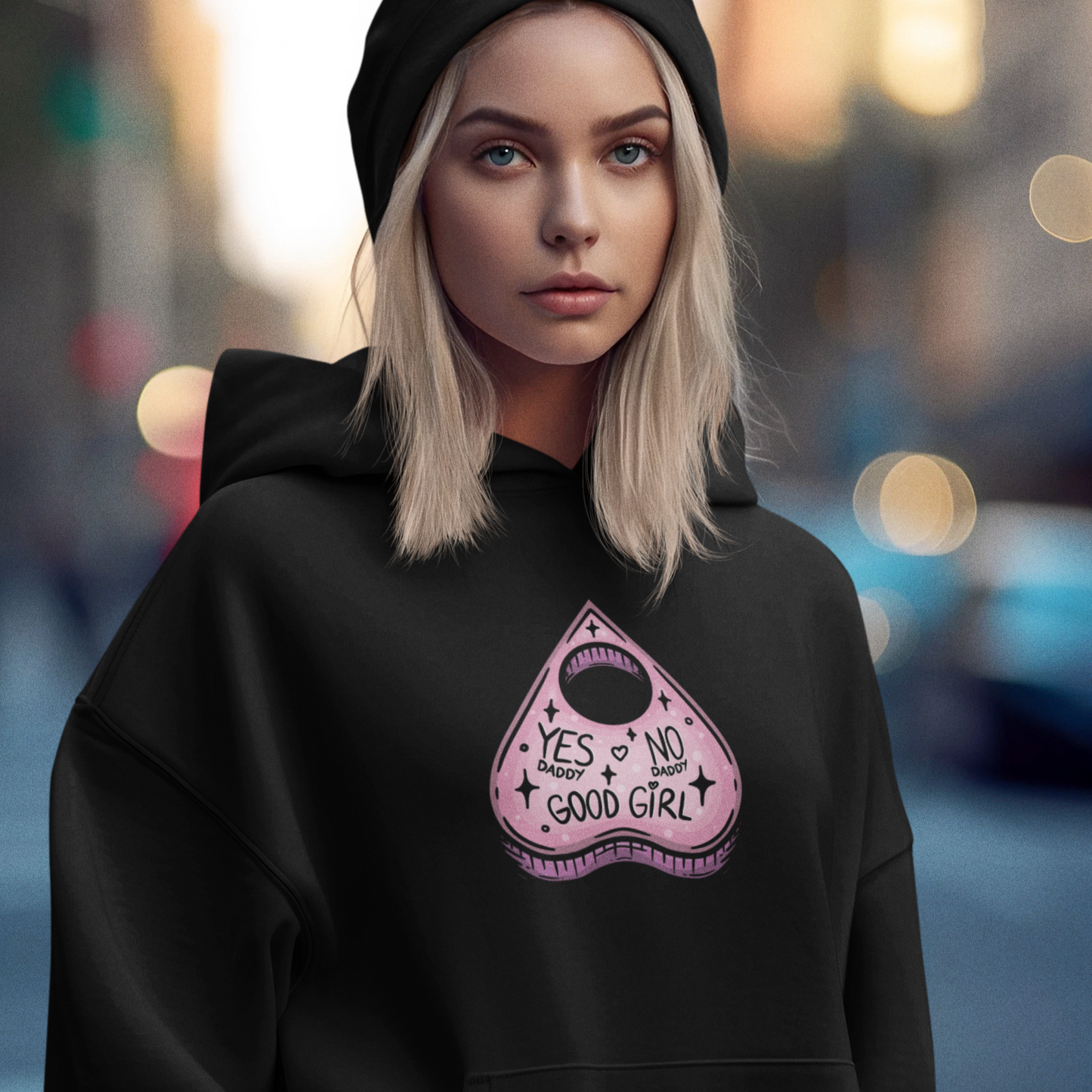 Sweat à capuche unisexe en mélange épais Good Girl Yes or No Pleasure Kink