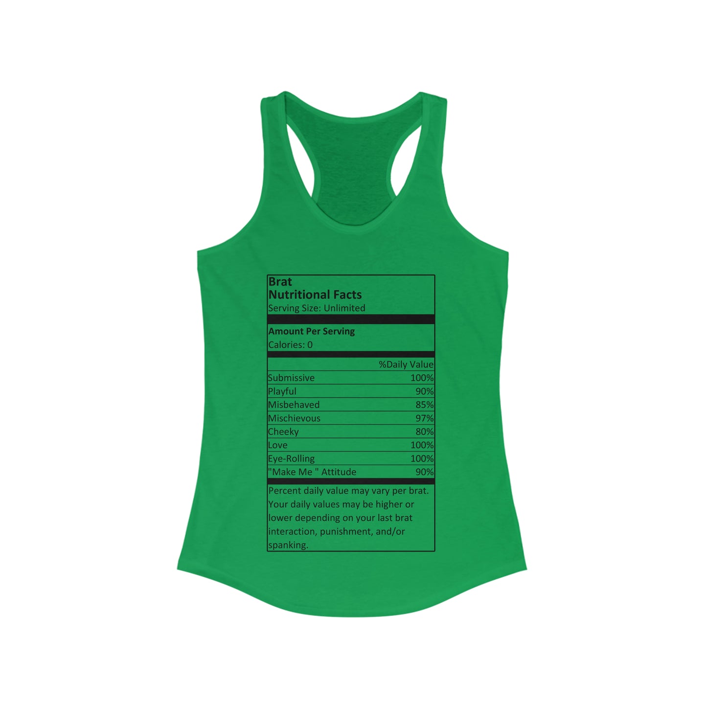 Brat Nutritional Facts Women's Ideal Racerback Tank